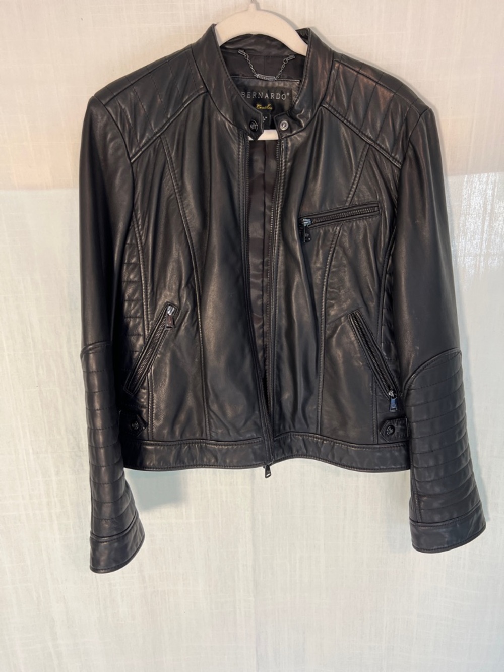 Bernardo Women's Black Quilted Leather Moto Jacket